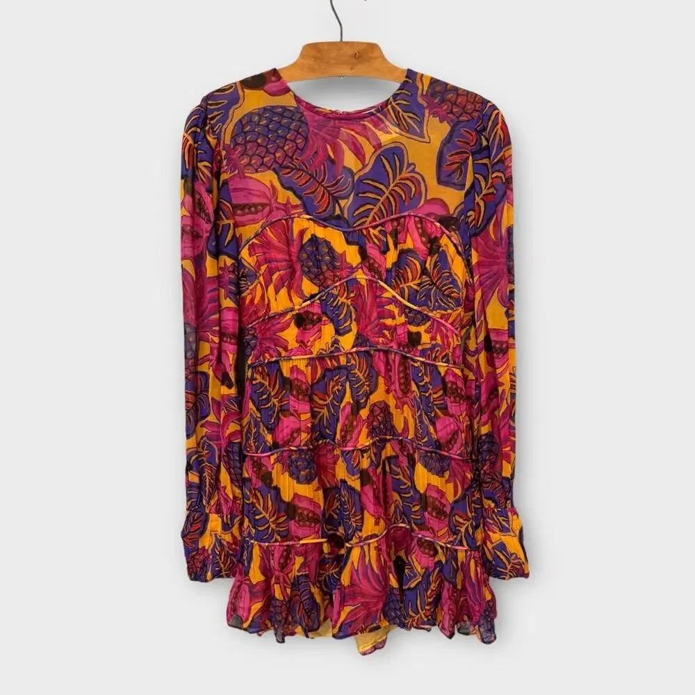 Farm Rio Fruit Dream Long-Sleeve Mini Dress Size Medium - Picture 8 of 16